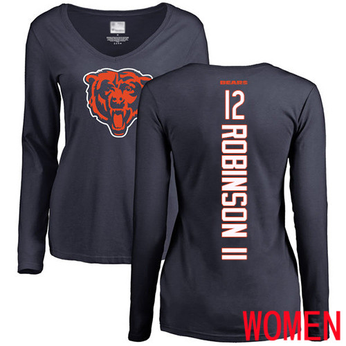 Chicago Bears Navy Blue Women Allen Robinson Backer NFL Football 12 Long Sleeve T Shirt